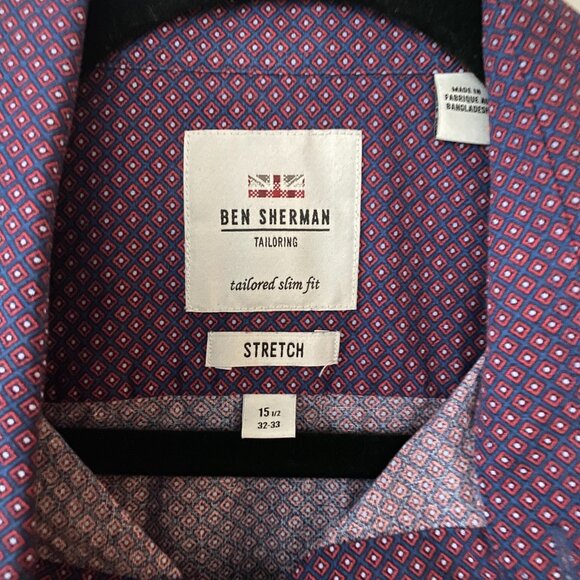 Ben Sherman Button Down Shirt, Maroon, Size L - Picture 3 of 4